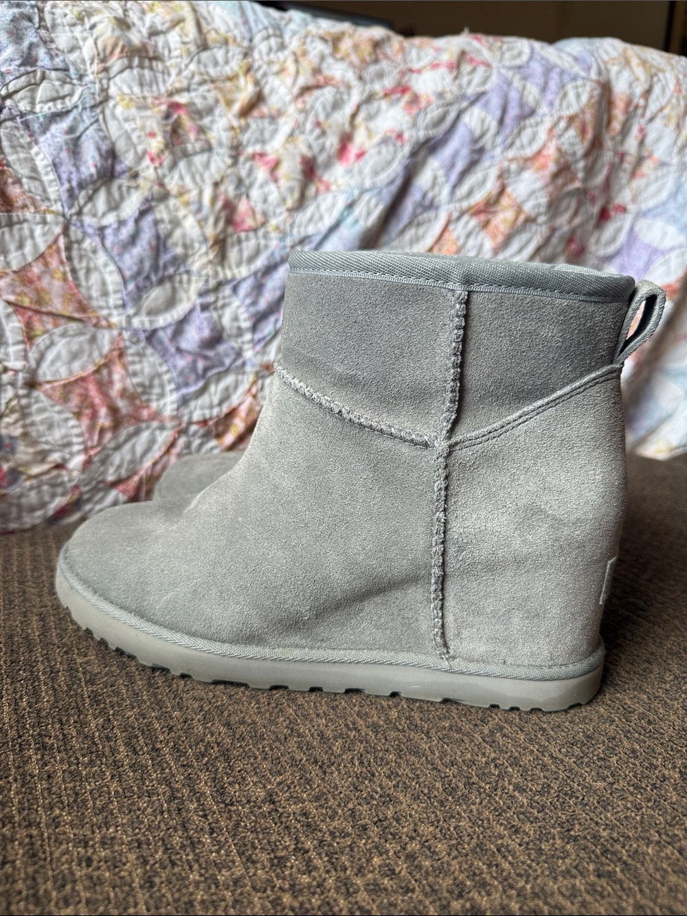 Women’s UGG MINI ANKLE FEMME WEDGE BOOTS SLATE GRAY Size 8